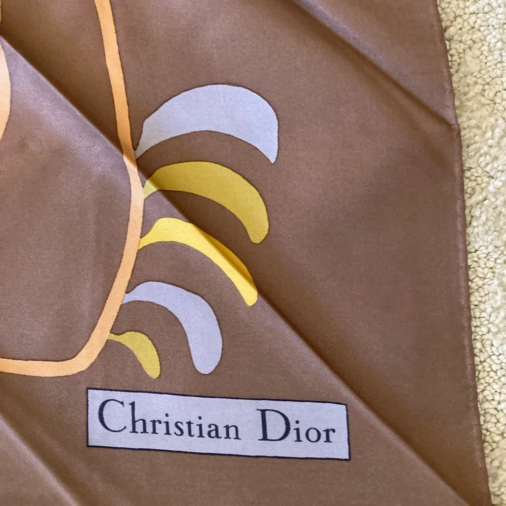 Vtg Christian Dior Silk 30” Square Scarf - Picture 5 of 5